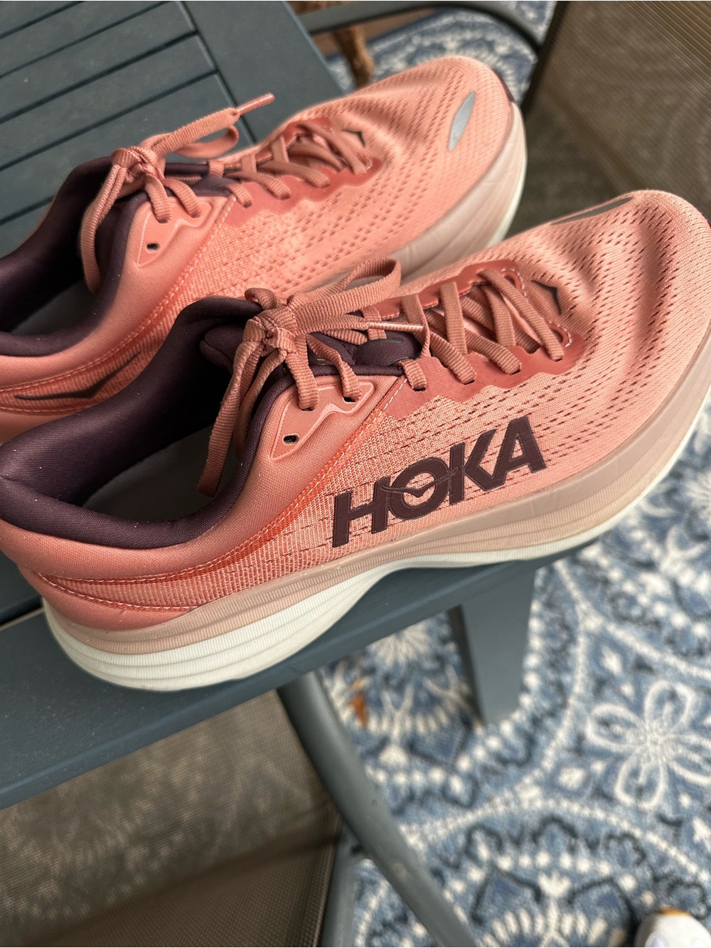 HOKA Women's Bondi 8 Coral Running Shoes - Lightweight Cushioning Barely Worn